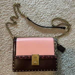 Coach X Jennifer Lopez Hutton Shoulder Bag In Colorblock With Snakeskin Detail
